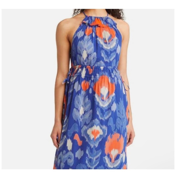 Banjanan | Romantic Boho Lucia Maxi Dress In Ikat Soladite Blue Floral - Picture 3 of 12